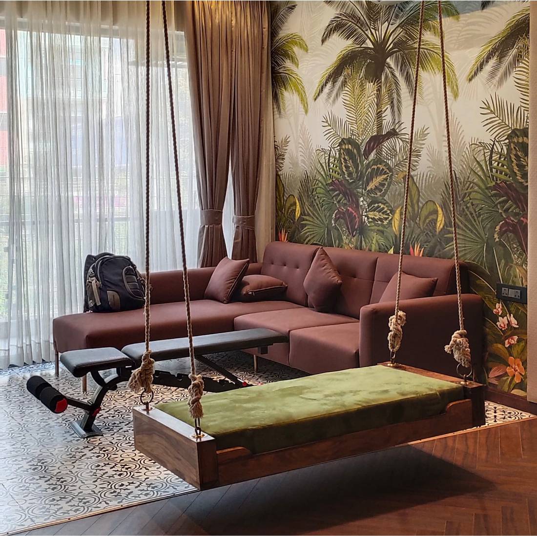 Interior Design Hanging Zula In Living Room Classic Solid Wooden