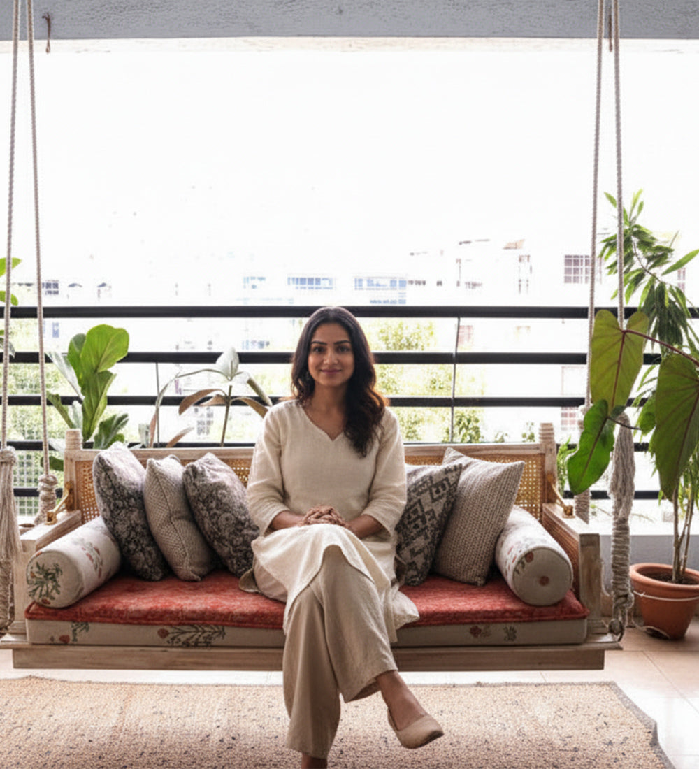 Swing for home jhula oonjal rustic wooden reversible 