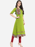 Kurta A-Line Green cotton Jacket Style