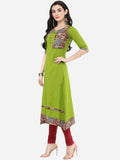 Kurta A-Line Green cotton Jacket Style