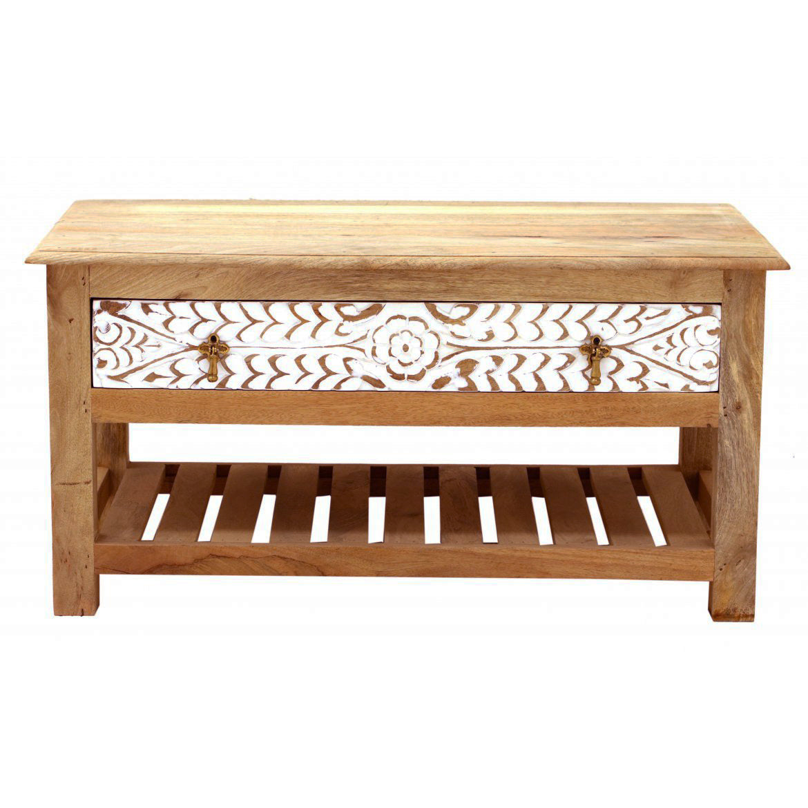 Coffee Table Wooden  — Dahlia Carved
