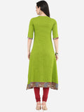 Kurta A-Line Green cotton Jacket Style