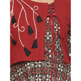 Kurta Anarkali Cambric Cotton Floral Printed Kurta (Maroon)