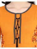 Cotton Embroidered Anarkali Kurta ( Mustard Yellow )