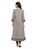 Kurta Anarkali  Cotton Checks Print in Brown colour