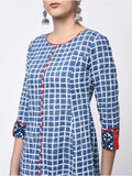 Kurta Anarkali blue Cotton Printed