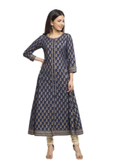 Kurta Anarkali Cotton Gold Print