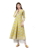 Kurta Anarkali Cambric Cotton Floral Print  (Pink)