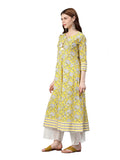 Kurta Anarkali Cambric Cotton Floral Print  (Pink)