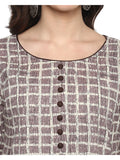 Kurta Anarkali  Cotton Checks Print in Brown colour