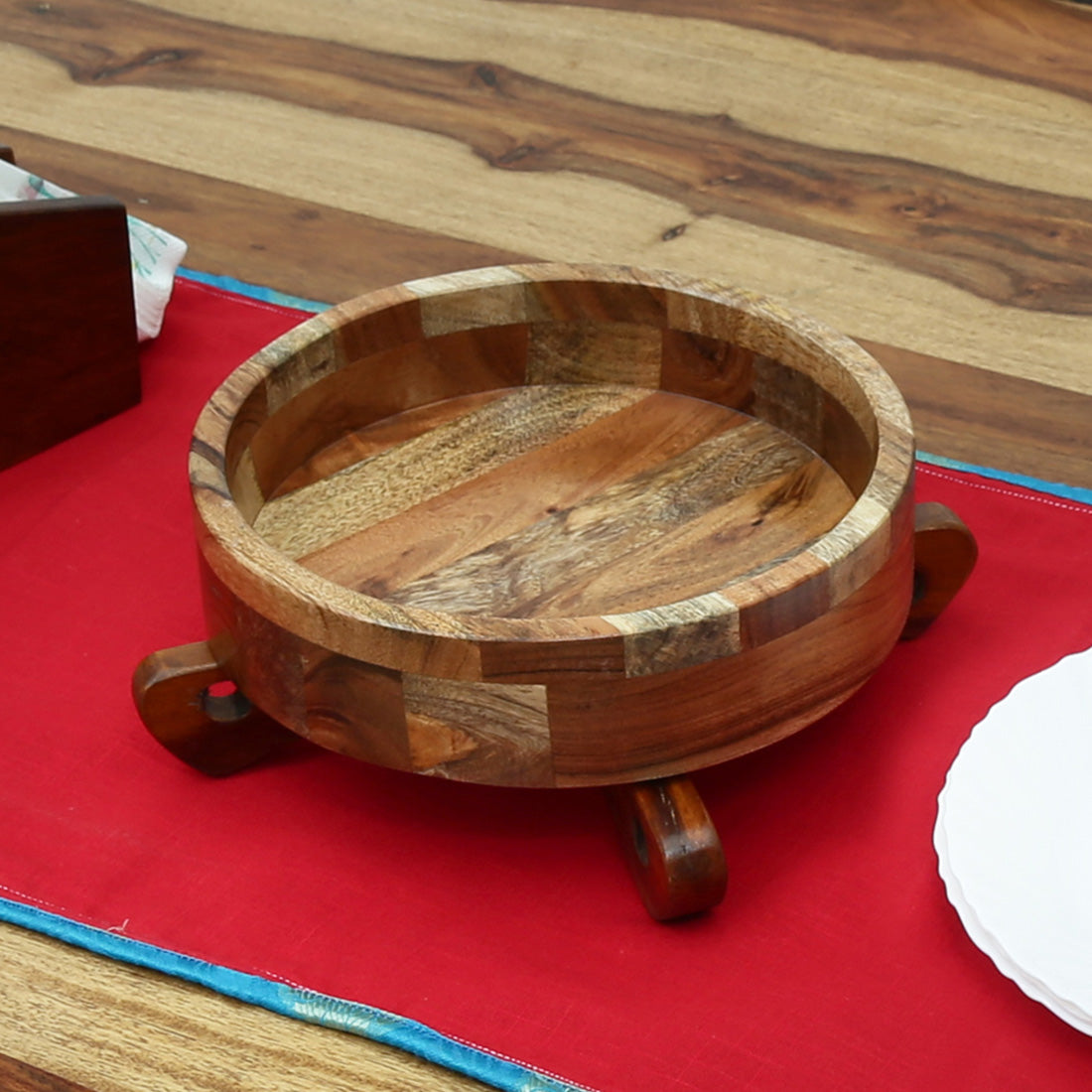 wooden circular round tray