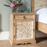 Bedside Table Carved — Dahlia Collection
